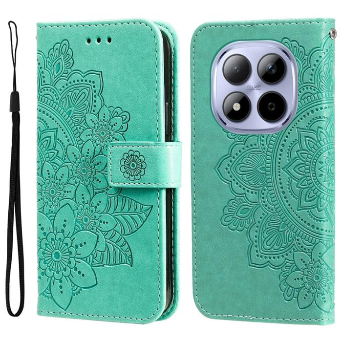 Funda para teléfono de cuero con estampado de flores de siete pétalos, For Redmi 15a 5G, For Redmi Turbo 5 Max 5G / Poco X8 Pro Max 5G, For Redmi Turbo 5 5G / Poco X8 Pro 5G, For Redmi Note 15 Pro+ 5G 163.3mm / Poco M8 Pro 5G                           ...