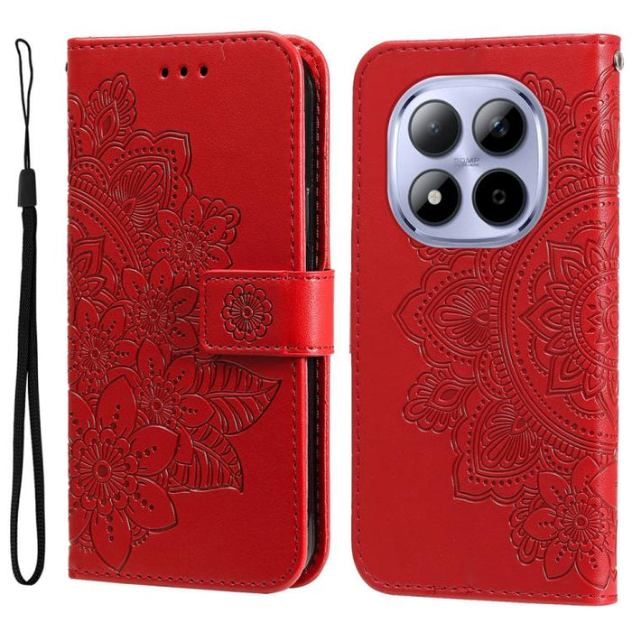 Funda para teléfono de cuero con estampado de flores de siete pétalos, For Redmi 15a 5G, For Redmi Turbo 5 Max 5G / Poco X8 Pro Max 5G, For Redmi Turbo 5 5G / Poco X8 Pro 5G, For Redmi Note 15 Pro+ 5G 163.3mm / Poco M8 Pro 5G                           ...