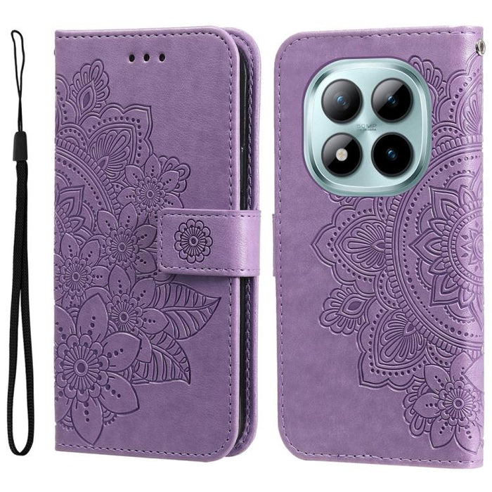 Funda para teléfono de cuero con estampado de flores de siete pétalos, For Redmi 15a 5G, For Redmi Turbo 5 Max 5G / Poco X8 Pro Max 5G, For Redmi Turbo 5 5G / Poco X8 Pro 5G, For Redmi Note 15 Pro+ 5G 163.3mm / Poco M8 Pro 5G                           ...