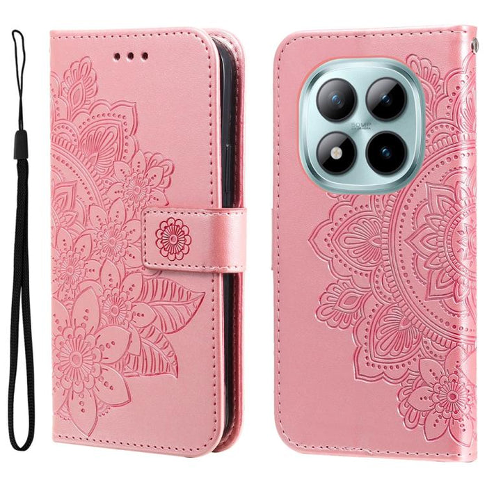 Funda para teléfono de cuero con estampado de flores de siete pétalos, For Redmi 15a 5G, For Redmi Turbo 5 Max 5G / Poco X8 Pro Max 5G, For Redmi Turbo 5 5G / Poco X8 Pro 5G, For Redmi Note 15 Pro+ 5G 163.3mm / Poco M8 Pro 5G                           ...