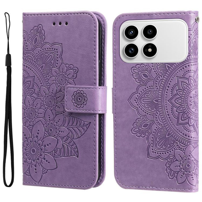 Funda para teléfono de cuero con estampado de flores de siete pétalos, For Redmi 15a 5G, For Redmi Turbo 5 Max 5G / Poco X8 Pro Max 5G, For Redmi Turbo 5 5G / Poco X8 Pro 5G, For Redmi Note 15 Pro+ 5G 163.3mm / Poco M8 Pro 5G                           ...