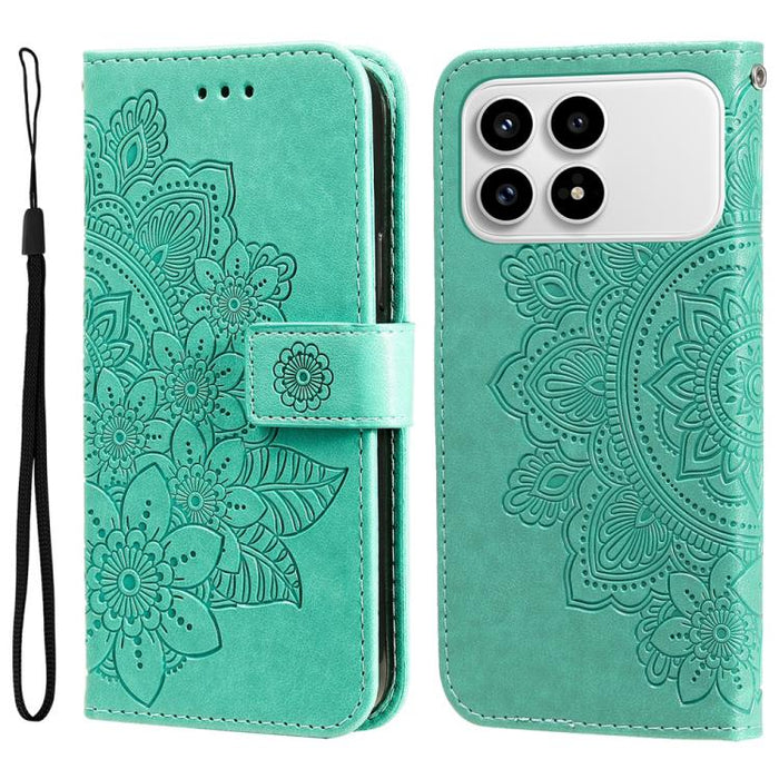 Funda para teléfono de cuero con estampado de flores de siete pétalos, For Redmi 15a 5G, For Redmi Turbo 5 Max 5G / Poco X8 Pro Max 5G, For Redmi Turbo 5 5G / Poco X8 Pro 5G, For Redmi Note 15 Pro+ 5G 163.3mm / Poco M8 Pro 5G                           ...