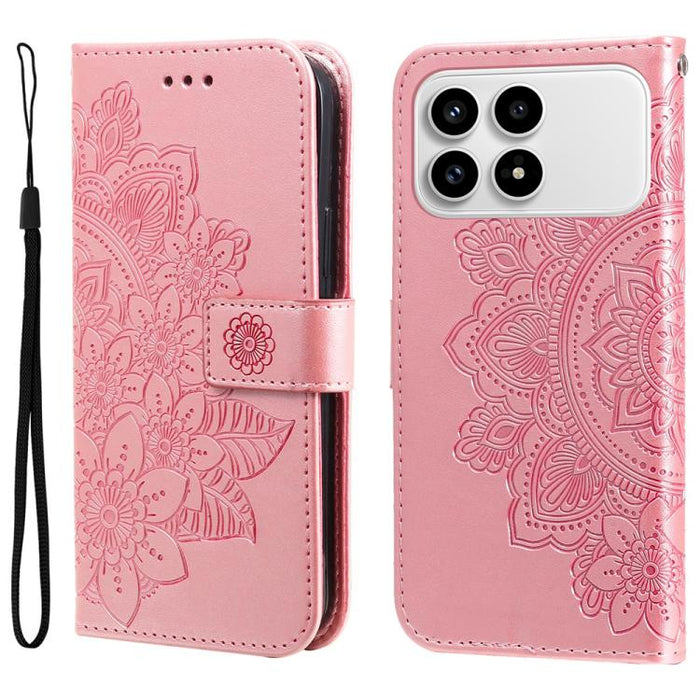 Funda para teléfono de cuero con estampado de flores de siete pétalos, For Redmi 15a 5G, For Redmi Turbo 5 Max 5G / Poco X8 Pro Max 5G, For Redmi Turbo 5 5G / Poco X8 Pro 5G, For Redmi Note 15 Pro+ 5G 163.3mm / Poco M8 Pro 5G                           ...