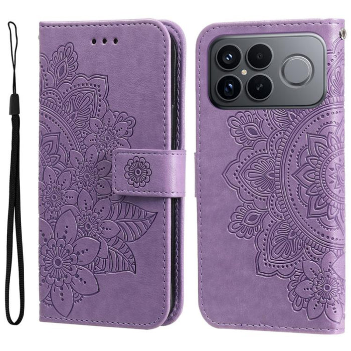 Funda para teléfono de cuero con estampado de flores de siete pétalos, For Redmi 15a 5G, For Redmi Turbo 5 Max 5G / Poco X8 Pro Max 5G, For Redmi Turbo 5 5G / Poco X8 Pro 5G, For Redmi Note 15 Pro+ 5G 163.3mm / Poco M8 Pro 5G                           ...