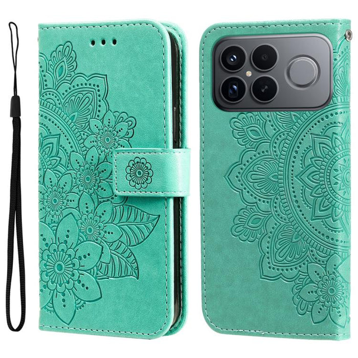 Funda para teléfono de cuero con estampado de flores de siete pétalos, For Redmi 15a 5G, For Redmi Turbo 5 Max 5G / Poco X8 Pro Max 5G, For Redmi Turbo 5 5G / Poco X8 Pro 5G, For Redmi Note 15 Pro+ 5G 163.3mm / Poco M8 Pro 5G                           ...