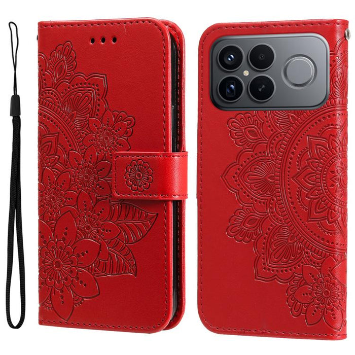 Funda para teléfono de cuero con estampado de flores de siete pétalos, For Redmi 15a 5G, For Redmi Turbo 5 Max 5G / Poco X8 Pro Max 5G, For Redmi Turbo 5 5G / Poco X8 Pro 5G, For Redmi Note 15 Pro+ 5G 163.3mm / Poco M8 Pro 5G                           ...