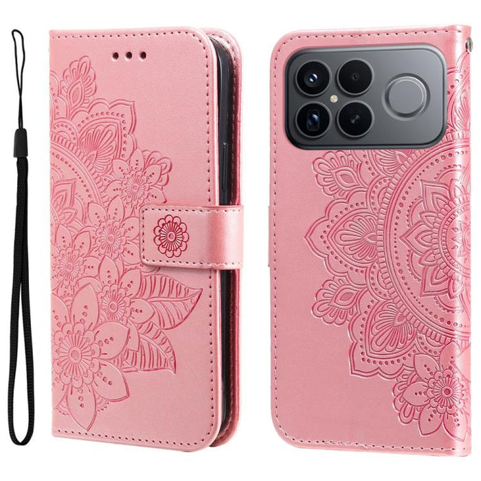 Funda para teléfono de cuero con estampado de flores de siete pétalos, For Redmi 15a 5G, For Redmi Turbo 5 Max 5G / Poco X8 Pro Max 5G, For Redmi Turbo 5 5G / Poco X8 Pro 5G, For Redmi Note 15 Pro+ 5G 163.3mm / Poco M8 Pro 5G                           ...
