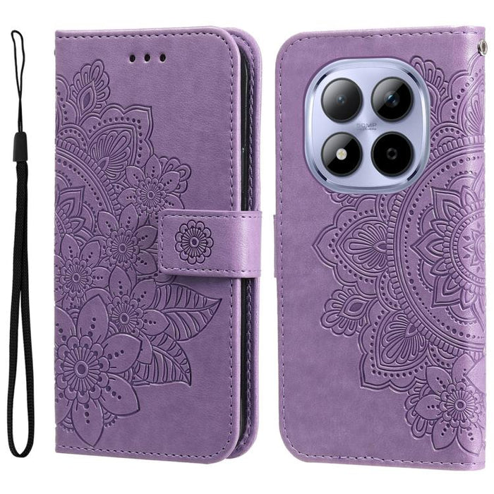 Funda para teléfono de cuero con estampado de flores de siete pétalos, For Redmi 15a 5G, For Redmi Turbo 5 Max 5G / Poco X8 Pro Max 5G, For Redmi Turbo 5 5G / Poco X8 Pro 5G, For Redmi Note 15 Pro+ 5G 163.3mm / Poco M8 Pro 5G                           ...