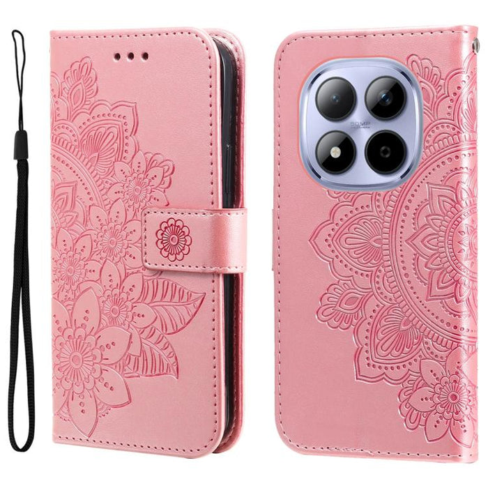 Funda para teléfono de cuero con estampado de flores de siete pétalos, For Redmi 15a 5G, For Redmi Turbo 5 Max 5G / Poco X8 Pro Max 5G, For Redmi Turbo 5 5G / Poco X8 Pro 5G, For Redmi Note 15 Pro+ 5G 163.3mm / Poco M8 Pro 5G                           ...