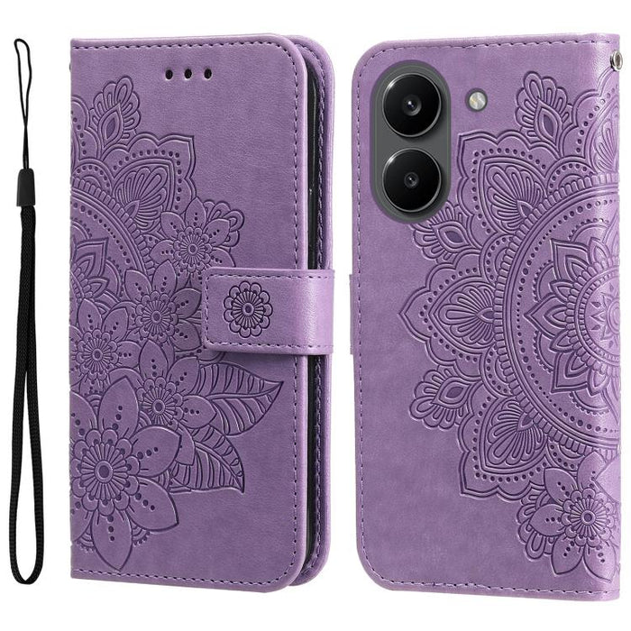 Funda para teléfono de cuero con estampado de flores de siete pétalos, For Redmi 15a 5G, For Redmi Turbo 5 Max 5G / Poco X8 Pro Max 5G, For Redmi Turbo 5 5G / Poco X8 Pro 5G, For Redmi Note 15 Pro+ 5G 163.3mm / Poco M8 Pro 5G                           ...