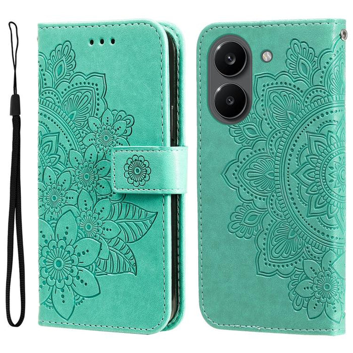 Funda para teléfono de cuero con estampado de flores de siete pétalos, For Redmi 15a 5G, For Redmi Turbo 5 Max 5G / Poco X8 Pro Max 5G, For Redmi Turbo 5 5G / Poco X8 Pro 5G, For Redmi Note 15 Pro+ 5G 163.3mm / Poco M8 Pro 5G                           ...