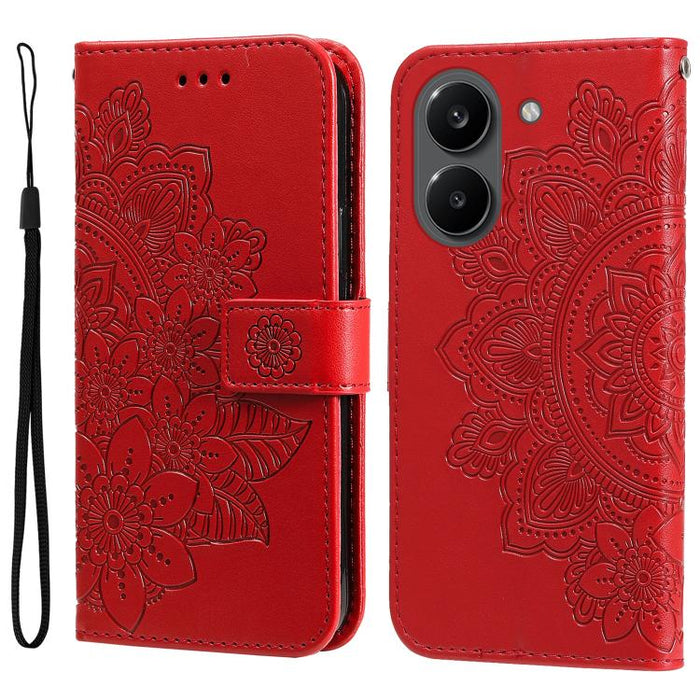 Funda para teléfono de cuero con estampado de flores de siete pétalos, For Redmi 15a 5G, For Redmi Turbo 5 Max 5G / Poco X8 Pro Max 5G, For Redmi Turbo 5 5G / Poco X8 Pro 5G, For Redmi Note 15 Pro+ 5G 163.3mm / Poco M8 Pro 5G                           ...