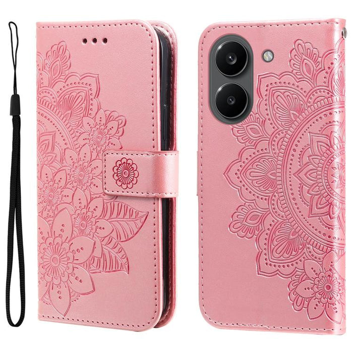 Funda para teléfono de cuero con estampado de flores de siete pétalos, For Redmi 15a 5G, For Redmi Turbo 5 Max 5G / Poco X8 Pro Max 5G, For Redmi Turbo 5 5G / Poco X8 Pro 5G, For Redmi Note 15 Pro+ 5G 163.3mm / Poco M8 Pro 5G                           ...