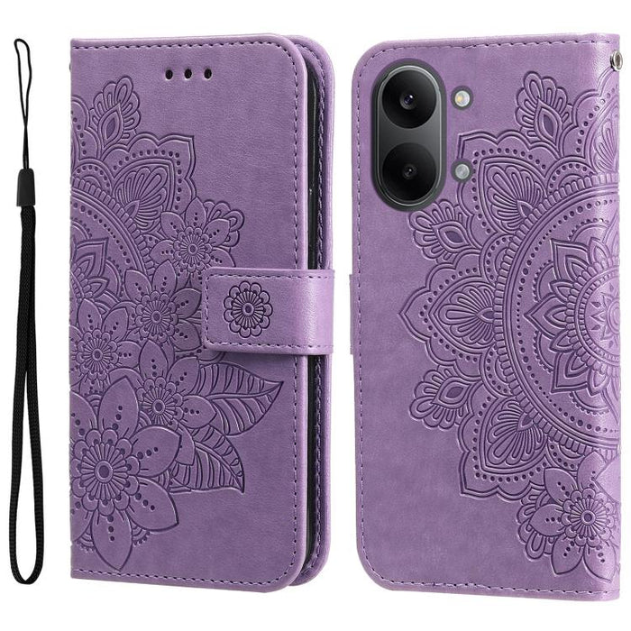 Funda para teléfono de cuero con estampado de flores de siete pétalos, For Redmi 15a 5G, For Redmi Turbo 5 Max 5G / Poco X8 Pro Max 5G, For Redmi Turbo 5 5G / Poco X8 Pro 5G, For Redmi Note 15 Pro+ 5G 163.3mm / Poco M8 Pro 5G                           ...