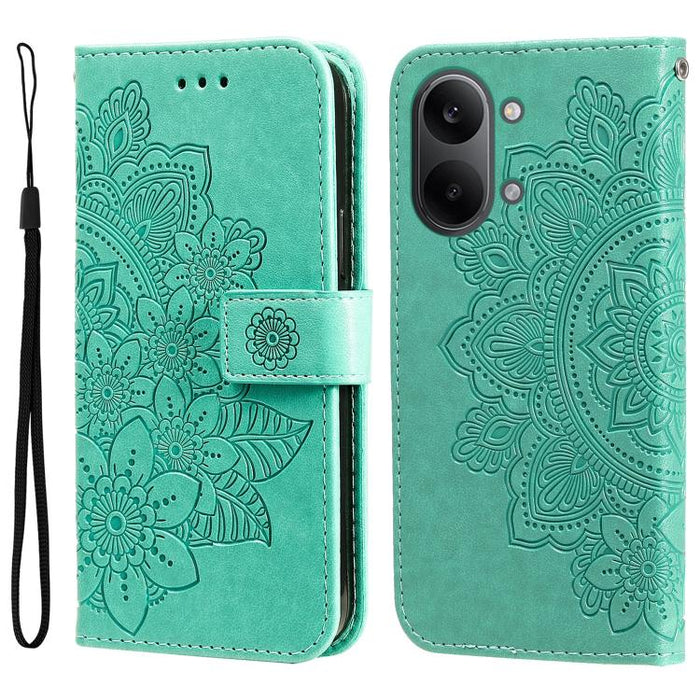 Funda para teléfono de cuero con estampado de flores de siete pétalos, For Redmi 15a 5G, For Redmi Turbo 5 Max 5G / Poco X8 Pro Max 5G, For Redmi Turbo 5 5G / Poco X8 Pro 5G, For Redmi Note 15 Pro+ 5G 163.3mm / Poco M8 Pro 5G                           ...