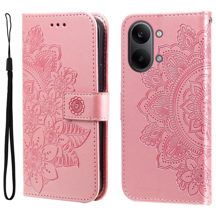 Funda para teléfono de cuero con estampado de flores de siete pétalos, For Redmi 15a 5G, For Redmi Turbo 5 Max 5G / Poco X8 Pro Max 5G, For Redmi Turbo 5 5G / Poco X8 Pro 5G, For Redmi Note 15 Pro+ 5G 163.3mm / Poco M8 Pro 5G                           ...