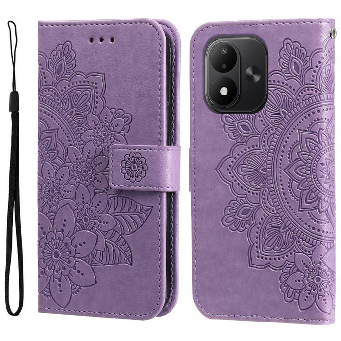 Funda para teléfono de cuero con estampado de flores de siete pétalos, For Redmi 15a 5G, For Redmi Turbo 5 Max 5G / Poco X8 Pro Max 5G, For Redmi Turbo 5 5G / Poco X8 Pro 5G, For Redmi Note 15 Pro+ 5G 163.3mm / Poco M8 Pro 5G                           ...