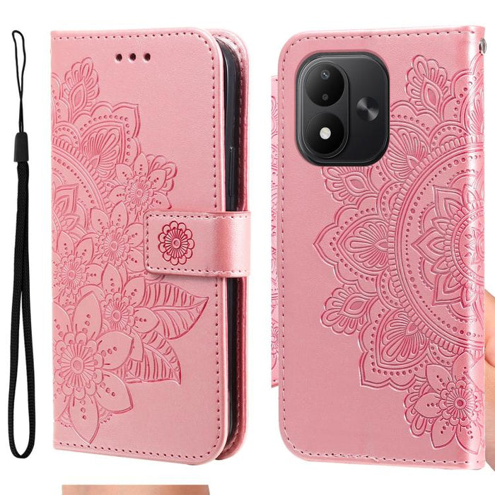 Funda para teléfono de cuero con estampado de flores de siete pétalos, For Redmi 15a 5G, For Redmi Turbo 5 Max 5G / Poco X8 Pro Max 5G, For Redmi Turbo 5 5G / Poco X8 Pro 5G, For Redmi Note 15 Pro+ 5G 163.3mm / Poco M8 Pro 5G                           ...