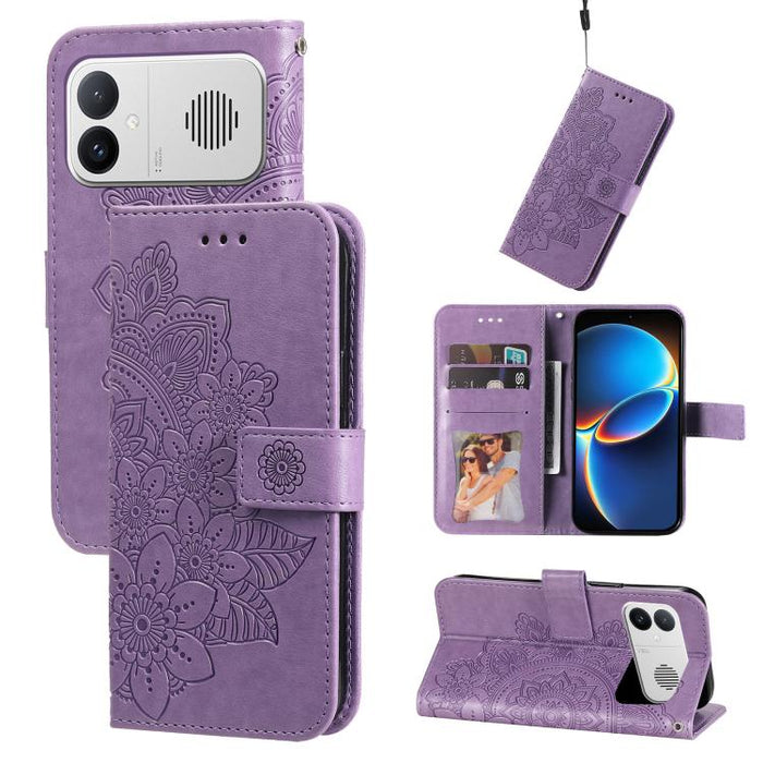 Funda para teléfono de cuero con estampado de flores de siete pétalos, For Redmi 15a 5G, For Redmi Turbo 5 Max 5G / Poco X8 Pro Max 5G, For Redmi Turbo 5 5G / Poco X8 Pro 5G, For Redmi Note 15 Pro+ 5G 163.3mm / Poco M8 Pro 5G                           ...