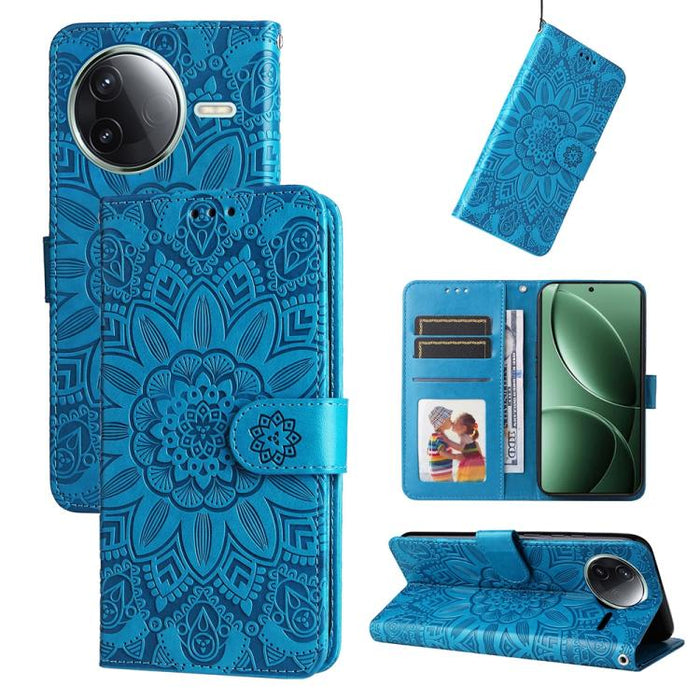 Funda para teléfono de piel con girasoles en relieve, For Redmi 15a 5G, For Redmi Turbo 5 Max 5G / Poco X8 Pro Max 5G, For Redmi Turbo 5 5G / Poco X8 Pro 5G, For Redmi Note 15 Pro+ 5G 163.3mm / Poco M8 Pro 5G                                            ...