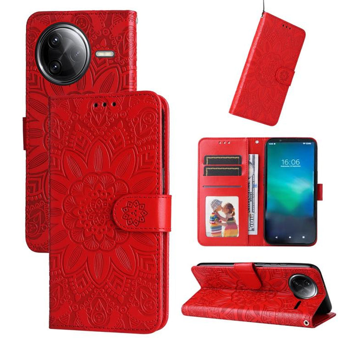 Funda para teléfono de piel con girasoles en relieve, For Redmi Note 14 4G 163.25mm Global, For Redmi Note 14 5G, For Redmi Note 14 Pro 5G / Note 14 Pro+ 5G, For Redmi 14C 4G, For Redmi K70 Ultra, For Redmi 13 4G / Redmi Note 13R