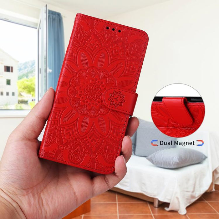 Funda para teléfono de piel con girasoles en relieve, For Redmi Note 14 4G 163.25mm Global, For Redmi Note 14 5G, For Redmi Note 14 Pro 5G / Note 14 Pro+ 5G, For Redmi 14C 4G, For Redmi K70 Ultra, For Redmi 13 4G / Redmi Note 13R