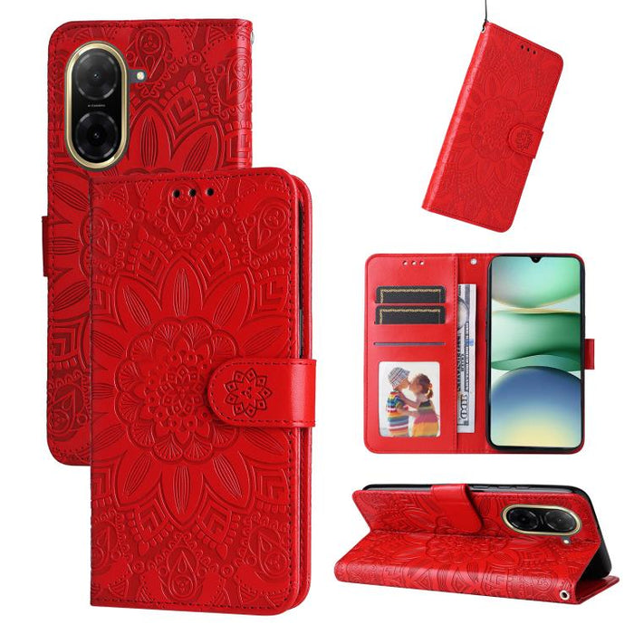 Funda para teléfono de piel con girasoles en relieve, For Redmi Note 14 4G 163.25mm Global, For Redmi Note 14 5G, For Redmi Note 14 Pro 5G / Note 14 Pro+ 5G, For Redmi 14C 4G, For Redmi K70 Ultra, For Redmi 13 4G / Redmi Note 13R