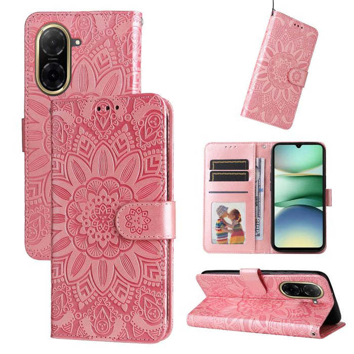 Funda para teléfono de piel con girasoles en relieve, For Redmi Note 14 4G 163.25mm Global, For Redmi Note 14 5G, For Redmi Note 14 Pro 5G / Note 14 Pro+ 5G, For Redmi 14C 4G, For Redmi K70 Ultra, For Redmi 13 4G / Redmi Note 13R