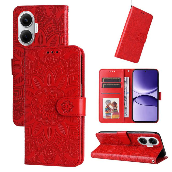 Funda para teléfono de piel con girasoles en relieve, For Redmi 15a 5G, For Redmi Turbo 5 Max 5G / Poco X8 Pro Max 5G, For Redmi Turbo 5 5G / Poco X8 Pro 5G, For Redmi Note 15 Pro+ 5G 163.3mm / Poco M8 Pro 5G                                            ...