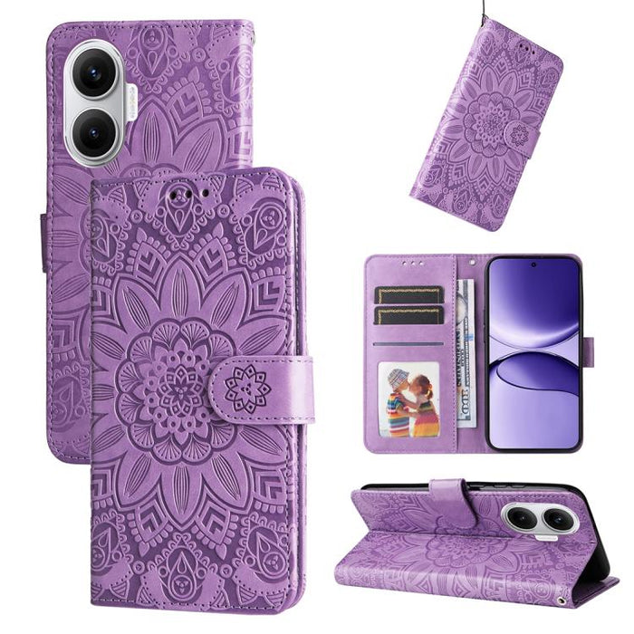 Funda para teléfono de piel con girasoles en relieve, For Redmi 15a 5G, For Redmi Turbo 5 Max 5G / Poco X8 Pro Max 5G, For Redmi Turbo 5 5G / Poco X8 Pro 5G, For Redmi Note 15 Pro+ 5G 163.3mm / Poco M8 Pro 5G                                            ...