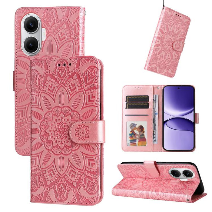 Funda para teléfono de piel con girasoles en relieve, For Redmi 15a 5G, For Redmi Turbo 5 Max 5G / Poco X8 Pro Max 5G, For Redmi Turbo 5 5G / Poco X8 Pro 5G, For Redmi Note 15 Pro+ 5G 163.3mm / Poco M8 Pro 5G                                            ...