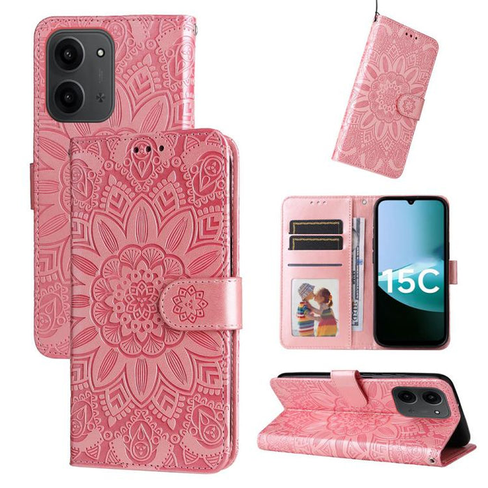 Funda para teléfono de piel con girasoles en relieve, For Redmi 15a 5G, For Redmi Turbo 5 Max 5G / Poco X8 Pro Max 5G, For Redmi Turbo 5 5G / Poco X8 Pro 5G, For Redmi Note 15 Pro+ 5G 163.3mm / Poco M8 Pro 5G                                            ...