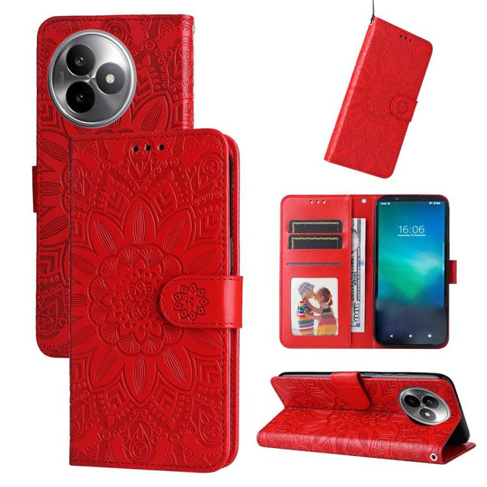 Funda para teléfono de piel con girasoles en relieve, For Redmi 15a 5G, For Redmi Turbo 5 Max 5G / Poco X8 Pro Max 5G, For Redmi Turbo 5 5G / Poco X8 Pro 5G, For Redmi Note 15 Pro+ 5G 163.3mm / Poco M8 Pro 5G                                            ...