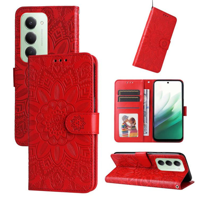 Funda para teléfono de piel con girasoles en relieve, For Redmi 15a 5G, For Redmi Turbo 5 Max 5G / Poco X8 Pro Max 5G, For Redmi Turbo 5 5G / Poco X8 Pro 5G, For Redmi Note 15 Pro+ 5G 163.3mm / Poco M8 Pro 5G                                            ...