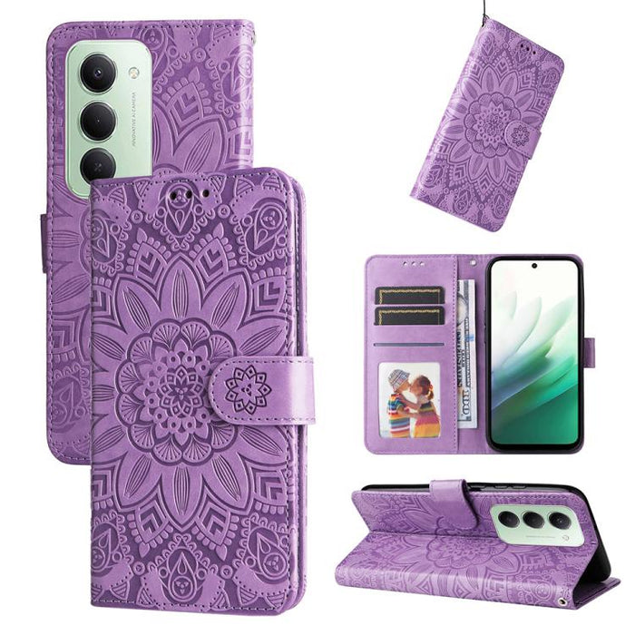 Funda para teléfono de piel con girasoles en relieve, For Redmi 15a 5G, For Redmi Turbo 5 Max 5G / Poco X8 Pro Max 5G, For Redmi Turbo 5 5G / Poco X8 Pro 5G, For Redmi Note 15 Pro+ 5G 163.3mm / Poco M8 Pro 5G                                            ...