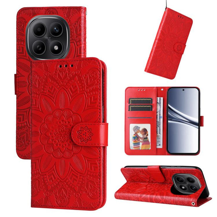 Funda para teléfono de piel con girasoles en relieve, For Redmi 15a 5G, For Redmi Turbo 5 Max 5G / Poco X8 Pro Max 5G, For Redmi Turbo 5 5G / Poco X8 Pro 5G, For Redmi Note 15 Pro+ 5G 163.3mm / Poco M8 Pro 5G                                            ...