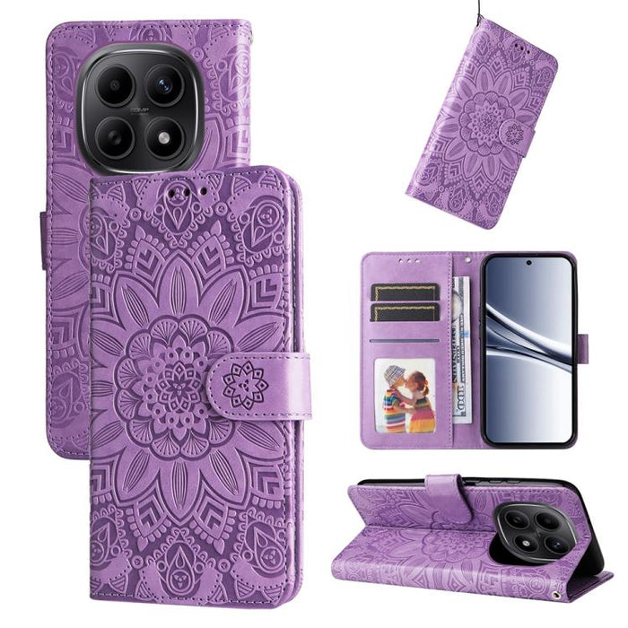 Funda para teléfono de piel con girasoles en relieve, For Redmi 15a 5G, For Redmi Turbo 5 Max 5G / Poco X8 Pro Max 5G, For Redmi Turbo 5 5G / Poco X8 Pro 5G, For Redmi Note 15 Pro+ 5G 163.3mm / Poco M8 Pro 5G                                            ...
