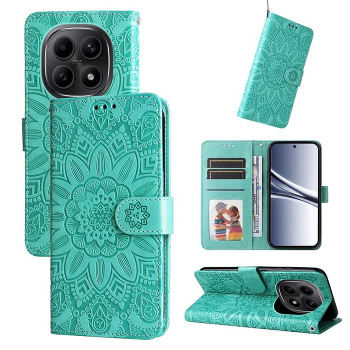 Funda para teléfono de piel con girasoles en relieve, For Redmi 15a 5G, For Redmi Turbo 5 Max 5G / Poco X8 Pro Max 5G, For Redmi Turbo 5 5G / Poco X8 Pro 5G, For Redmi Note 15 Pro+ 5G 163.3mm / Poco M8 Pro 5G                                            ...
