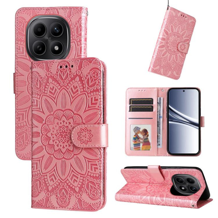 Funda para teléfono de piel con girasoles en relieve, For Redmi 15a 5G, For Redmi Turbo 5 Max 5G / Poco X8 Pro Max 5G, For Redmi Turbo 5 5G / Poco X8 Pro 5G, For Redmi Note 15 Pro+ 5G 163.3mm / Poco M8 Pro 5G                                            ...