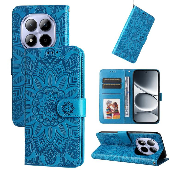 Funda para teléfono de piel con girasoles en relieve, For Redmi 15a 5G, For Redmi Turbo 5 Max 5G / Poco X8 Pro Max 5G, For Redmi Turbo 5 5G / Poco X8 Pro 5G, For Redmi Note 15 Pro+ 5G 163.3mm / Poco M8 Pro 5G                                            ...