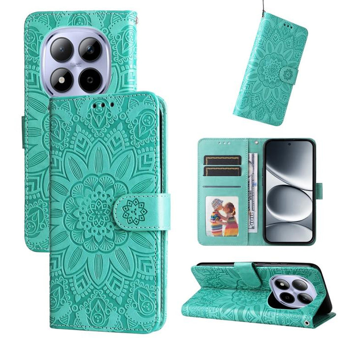 Funda para teléfono de piel con girasoles en relieve, For Redmi 15a 5G, For Redmi Turbo 5 Max 5G / Poco X8 Pro Max 5G, For Redmi Turbo 5 5G / Poco X8 Pro 5G, For Redmi Note 15 Pro+ 5G 163.3mm / Poco M8 Pro 5G                                            ...