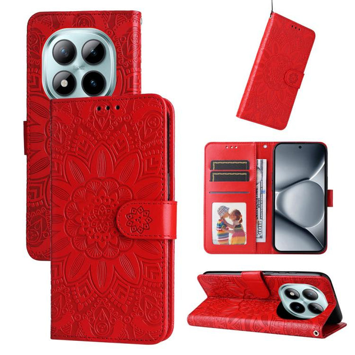 Funda para teléfono de piel con girasoles en relieve, For Redmi 15a 5G, For Redmi Turbo 5 Max 5G / Poco X8 Pro Max 5G, For Redmi Turbo 5 5G / Poco X8 Pro 5G, For Redmi Note 15 Pro+ 5G 163.3mm / Poco M8 Pro 5G                                            ...