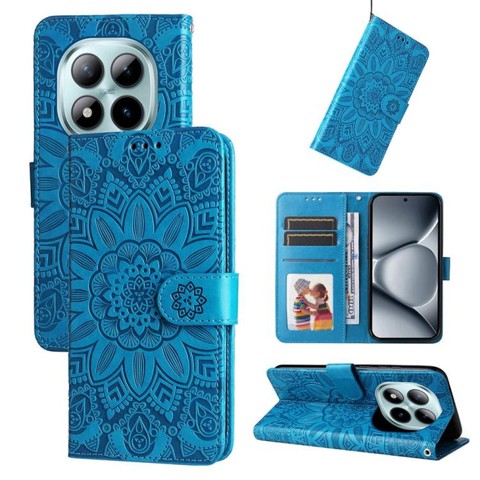 Funda para teléfono de piel con girasoles en relieve, For Redmi 15a 5G, For Redmi Turbo 5 Max 5G / Poco X8 Pro Max 5G, For Redmi Turbo 5 5G / Poco X8 Pro 5G, For Redmi Note 15 Pro+ 5G 163.3mm / Poco M8 Pro 5G                                            ...