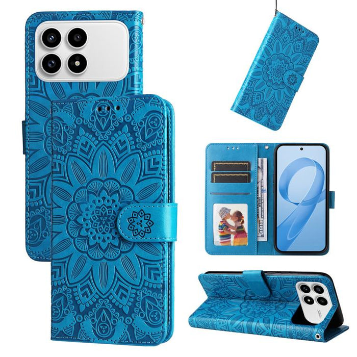 Funda para teléfono de piel con girasoles en relieve, For Redmi 15a 5G, For Redmi Turbo 5 Max 5G / Poco X8 Pro Max 5G, For Redmi Turbo 5 5G / Poco X8 Pro 5G, For Redmi Note 15 Pro+ 5G 163.3mm / Poco M8 Pro 5G                                            ...