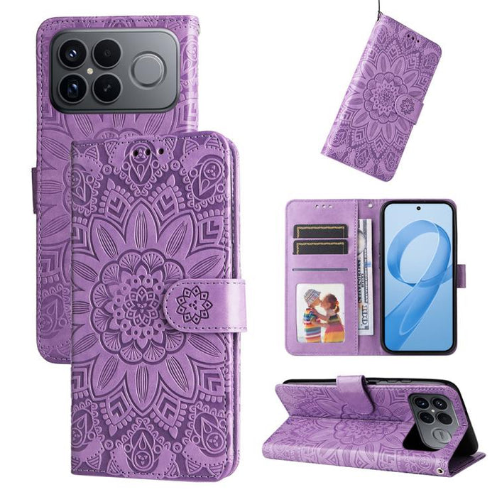 Funda para teléfono de piel con girasoles en relieve, For Redmi 15a 5G, For Redmi Turbo 5 Max 5G / Poco X8 Pro Max 5G, For Redmi Turbo 5 5G / Poco X8 Pro 5G, For Redmi Note 15 Pro+ 5G 163.3mm / Poco M8 Pro 5G                                            ...