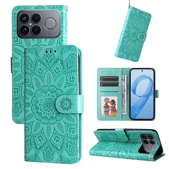 Funda para teléfono de piel con girasoles en relieve, For Redmi 15a 5G, For Redmi Turbo 5 Max 5G / Poco X8 Pro Max 5G, For Redmi Turbo 5 5G / Poco X8 Pro 5G, For Redmi Note 15 Pro+ 5G 163.3mm / Poco M8 Pro 5G                                            ...