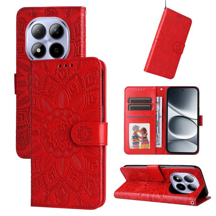 Funda para teléfono de piel con girasoles en relieve, For Redmi 15a 5G, For Redmi Turbo 5 Max 5G / Poco X8 Pro Max 5G, For Redmi Turbo 5 5G / Poco X8 Pro 5G, For Redmi Note 15 Pro+ 5G 163.3mm / Poco M8 Pro 5G                                            ...