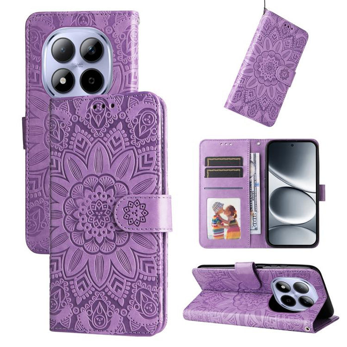 Funda para teléfono de piel con girasoles en relieve, For Redmi 15a 5G, For Redmi Turbo 5 Max 5G / Poco X8 Pro Max 5G, For Redmi Turbo 5 5G / Poco X8 Pro 5G, For Redmi Note 15 Pro+ 5G 163.3mm / Poco M8 Pro 5G                                            ...