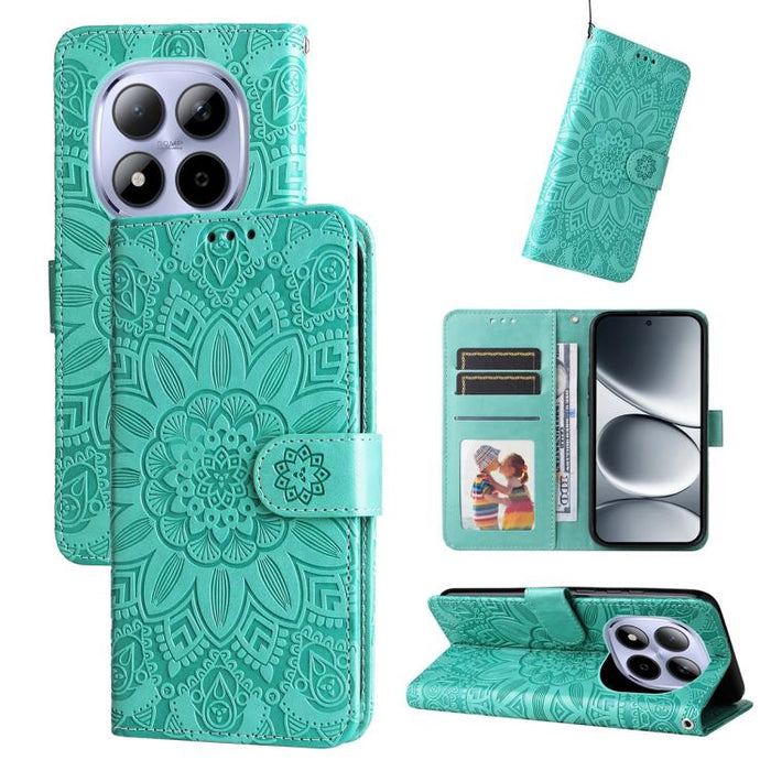 Funda para teléfono de piel con girasoles en relieve, For Redmi 15a 5G, For Redmi Turbo 5 Max 5G / Poco X8 Pro Max 5G, For Redmi Turbo 5 5G / Poco X8 Pro 5G, For Redmi Note 15 Pro+ 5G 163.3mm / Poco M8 Pro 5G                                            ...