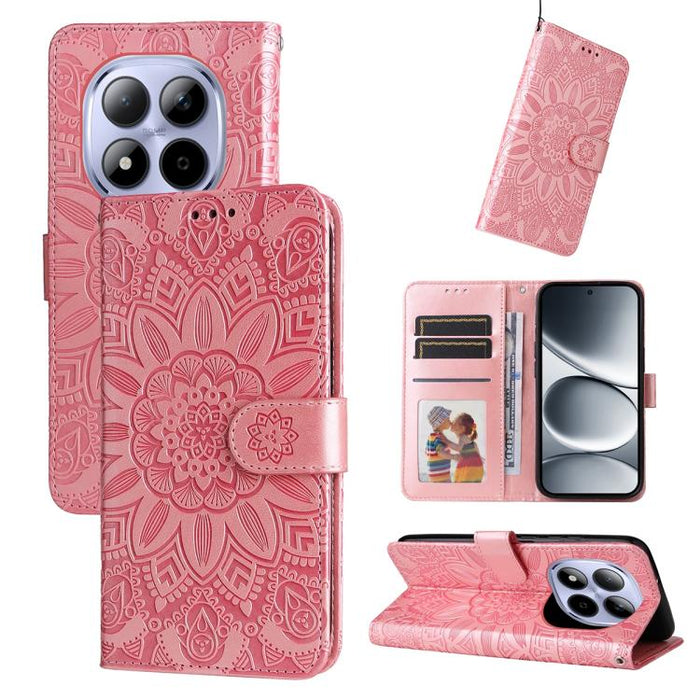 Funda para teléfono de piel con girasoles en relieve, For Redmi 15a 5G, For Redmi Turbo 5 Max 5G / Poco X8 Pro Max 5G, For Redmi Turbo 5 5G / Poco X8 Pro 5G, For Redmi Note 15 Pro+ 5G 163.3mm / Poco M8 Pro 5G                                            ...